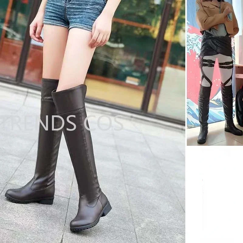 Size 34-48 ATO Boots Eren Jaeger Ackerman Cosplay Shoes Anime Mikasa Eren Jaeger Levi Ackerman Hange Cosplay Boots