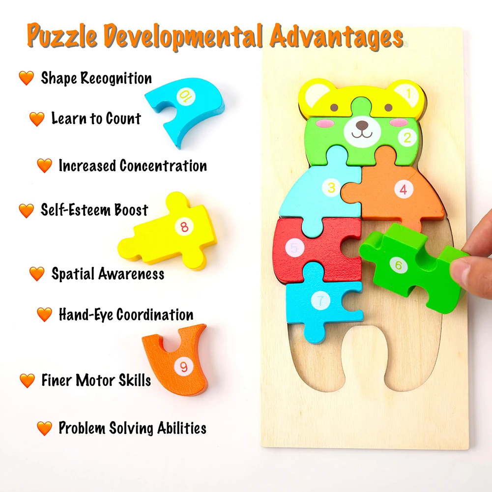 

High Quality 3D Wooden Puzzles Educational Cartoon Animals Early Learning Cognition Intelligence Puzzle Game For Children Toys