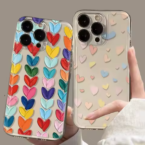 Clear Oil Painting Love Heart Case for Infinix Note 30 40 30i Hot 40 Pro 30 Play 30i Tecno Spark 10 20 Pro Camon 30 19 Neo Cover
