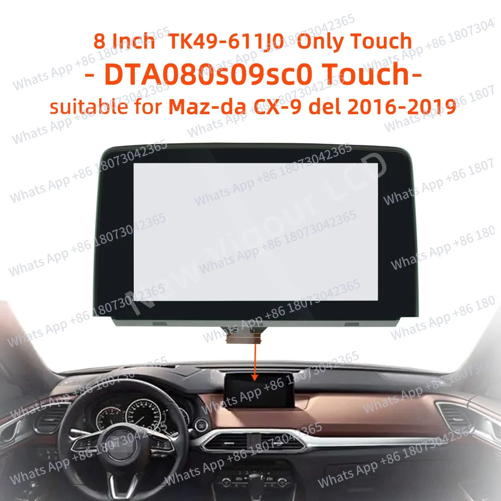 

8 Inch New Touch suitable for 2016 17 18 19 M-azda CX-9 radio touch TK49-611J0 digitizer with bracket Touch