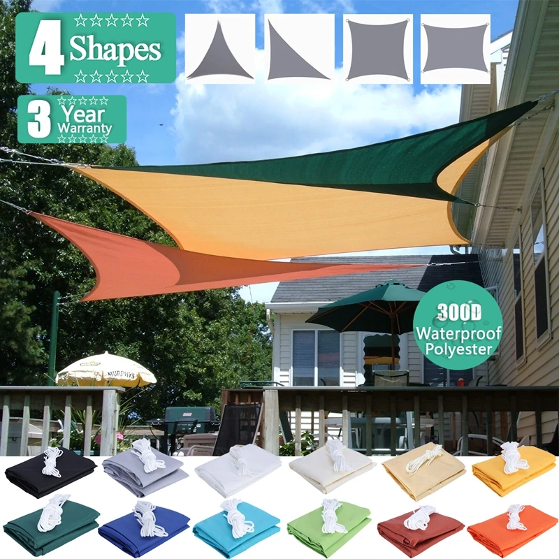 21 Optional Color Waterproof SunShade Sail Anti-UV Polyester Fabric Beach Camping Awning Rainproof Sun Shelter Patio Pool Canopy