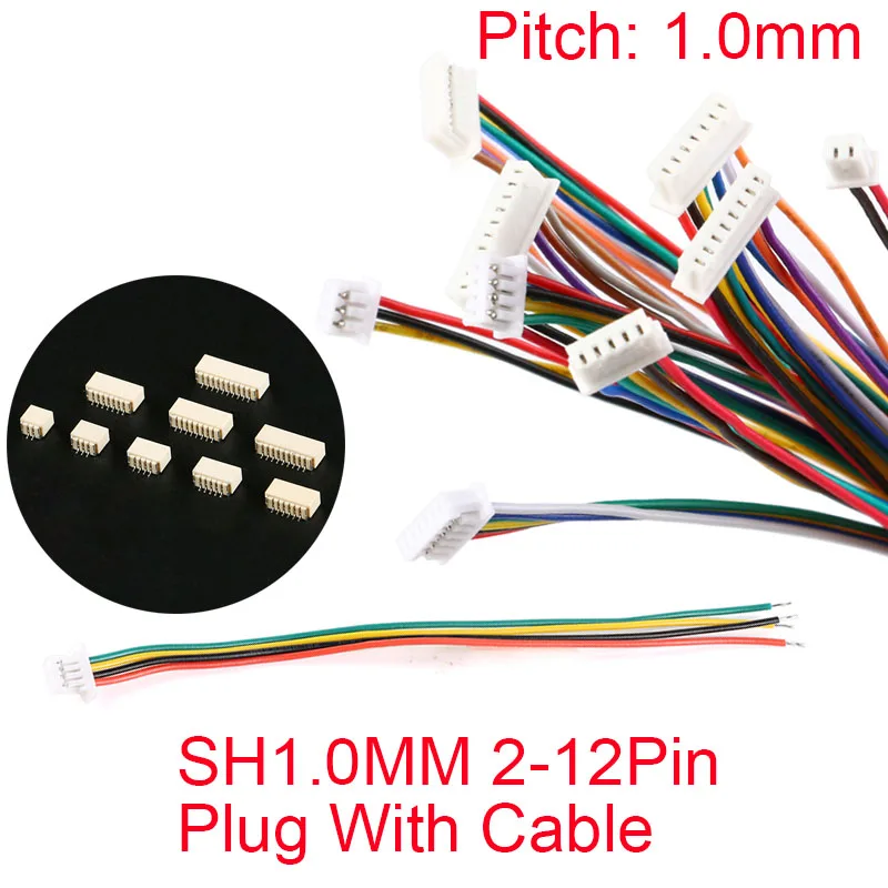 10 zestawów/partia Mini Micro SH 1.0 2Pin 3/4/5/6/7/8/910/11/12P JST męskie i żeńskie złącze PCB z przewodami kable 100MM