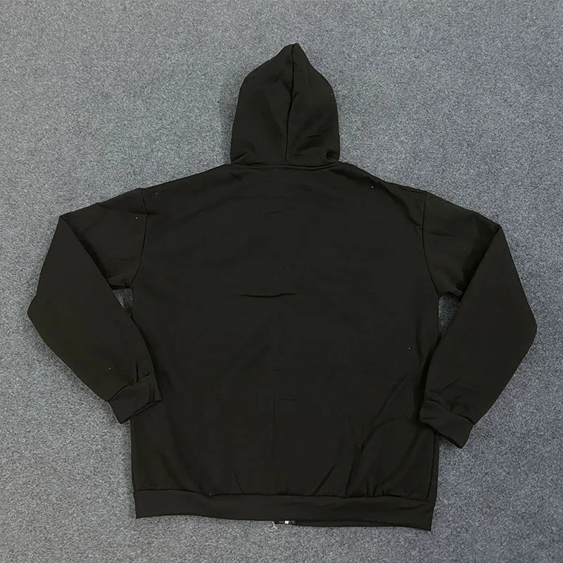 Col moelleux décontracté à capuche couleur unie fermeture éclair cardigan américain rétro femmes automne et hiver mode nouveau top