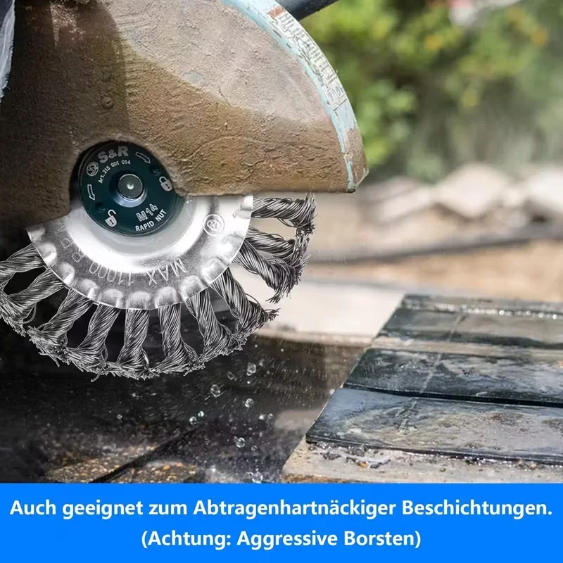 5/6인치 강철 와이어 휠 만능 정원 제초 브러시 녹 제거 잡초 브러시 커터 헤드 잔디 깎기 브러시 커터 도구