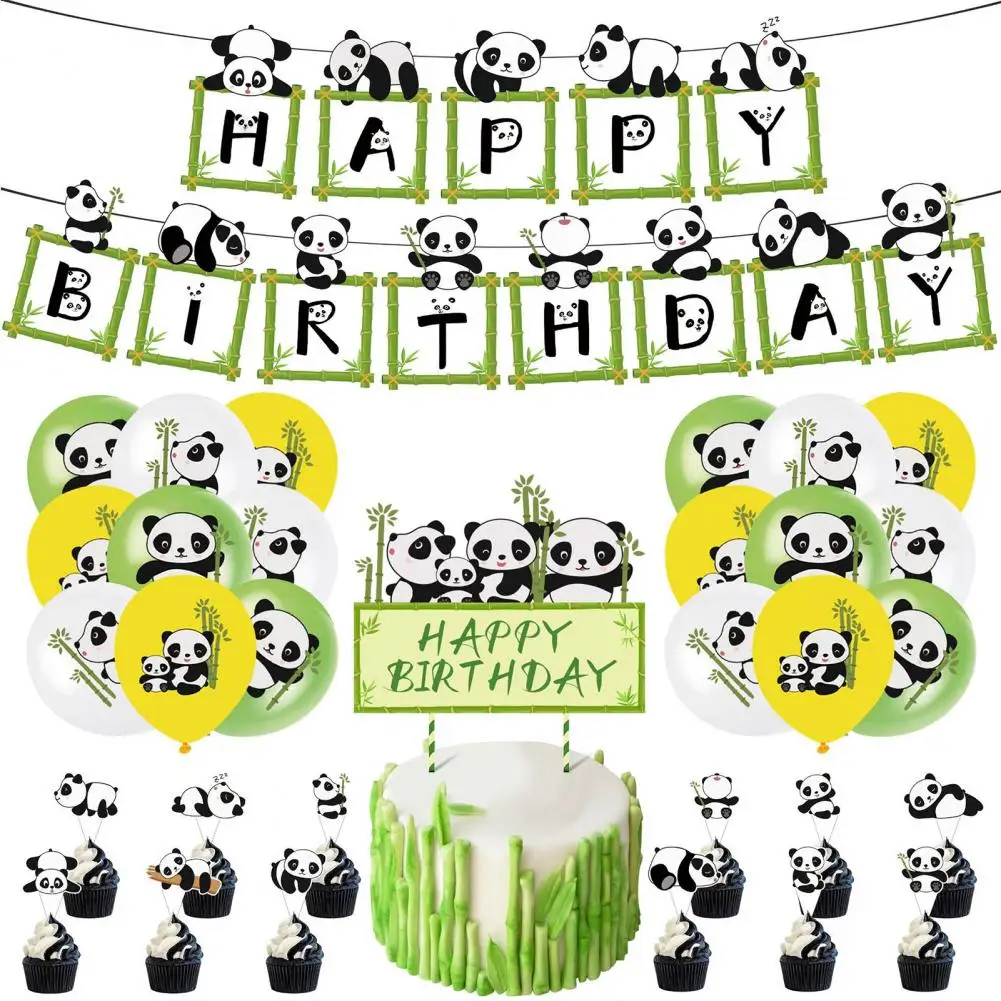 

Birthday Cake Topper Set 1 Set Fashion Portable Reusable Panda Themed Cake Flag Balloon Set Party Decor Scene Layout