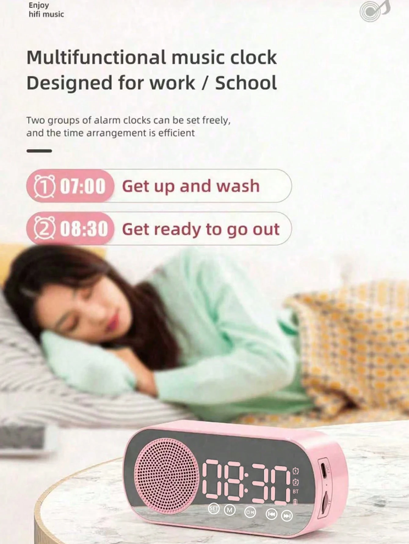 Wireless Bluetooth Speaker, Multi-functional Loud Subwoofer Clock, Mini Smart Alarm Clock Speaker