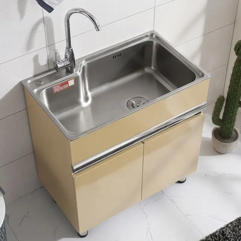 Stainless steel washing wardrobe combination with washboard balcony washing dishes basin basin washing basin integrated laundry