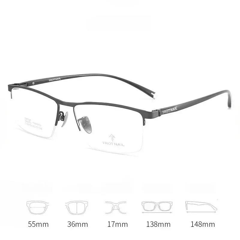 

Очки Ollymurs с титановой оправой, компьютерные оптические очки с диоптриями, полуоправные очки для чтения, прозрачные линзы, деловые очки 23159