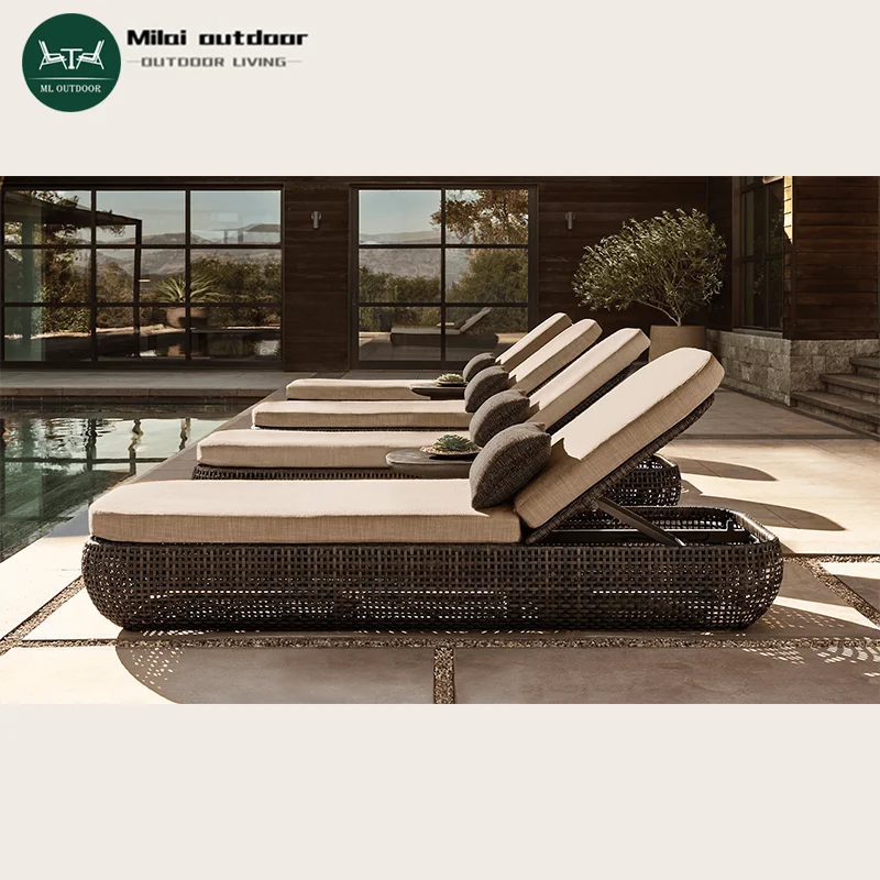 

Modern Rattan Lounger Chairs Durable Sun Lounger Bed for Outdoor Applications for Courtyards Parks Hotels Villas Swimming Pools