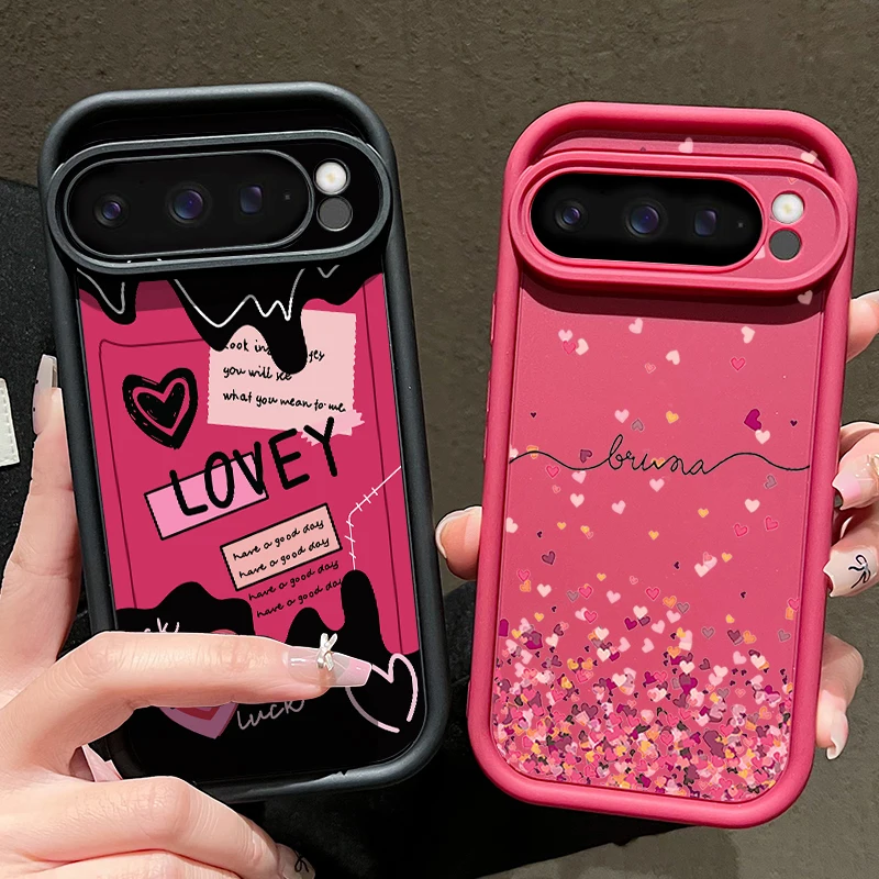 Weiche TPU-Handyhülle für Google Pixel 10 9 8 7 Pro Pixel 9 10 Pro XL 7A 8A 9A Kreatives Herzmuster Stoßfeste Silikonhülle
