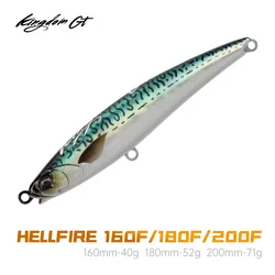Kingdom GT Hellfire Floating Pencil Sea Fishing Lure 40g 52g 71g 160mm 180mm 200mm Z Action Artificial Hard Bait Saltwater Lure