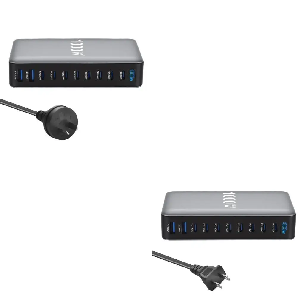 

652F Highly speed 1000W Gans 10Port Compactly Charging Hubs Wide Device Compatibility Durability ABS Build Long Last