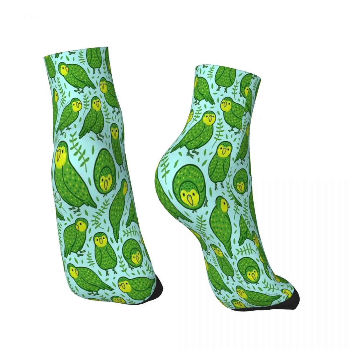 Green Kakapo Parrot Kaka Po Strigops Habroptila Bird Birds Ankle Socks Male Mens Women Summer Stockings Harajuku