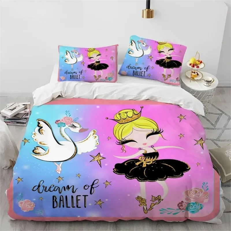 

Cartoon Cute Ballet Girl Ballerina Comforter Bedding Set,Duvet Cover Bed Set Quilt Cover Pillowcase,Queen Size Bedding Set Kids