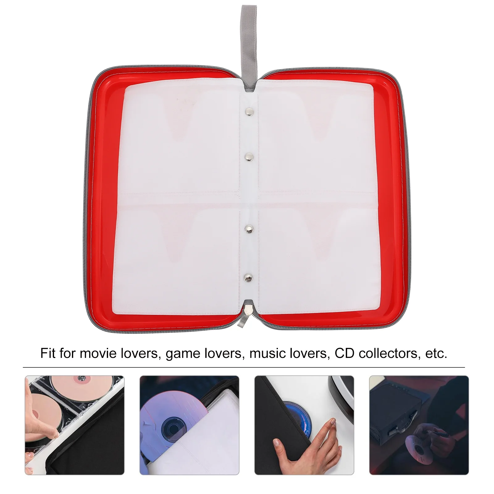 Disc Storage Bag DVD Pouch CD Household Slim Cases Red Polyester Plastic Holder