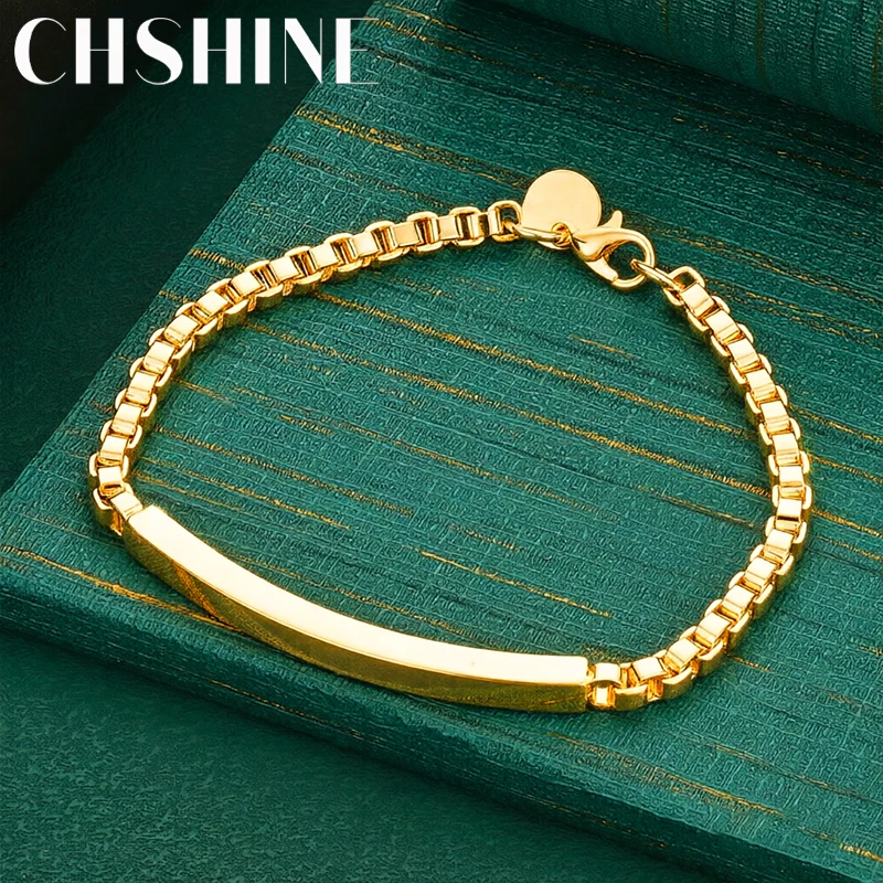 925 Sterling Silber 18K Gold 4MM Gliederkettenarmband für Damen Hochzeit Party Mode Klassischer Schmuck