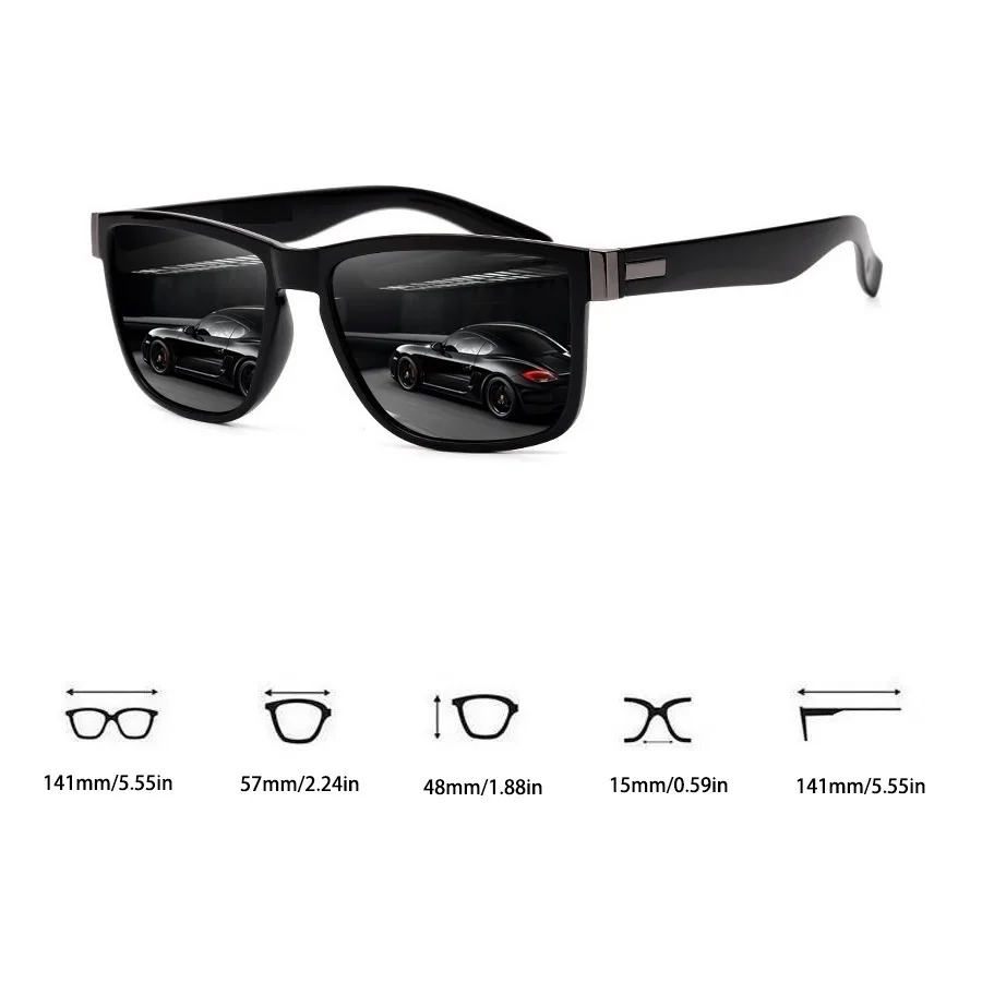 4PCS Modische Vintage-Muster Quadratische Sonnenbrille für Männer und Frauen, Angeln, Autofahren, Luxusmarken-Designer-Sonnenbrille, UV400-Schutz ﻿ – Detail 5