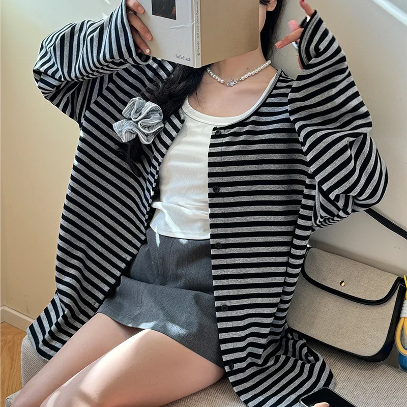 

Dongyang Yuntu Long American Retro Jaet Women's Spring Summer New Color Blo Casual Sle Thin Cotton Outerwear