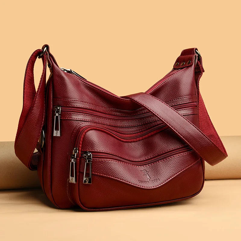 

Женская сумка через плечо из натуральной кожи, новинка 2025 года, модная сумка для мам среднего возраста, мягкая кожаная простая сумка-кроссбоди большой вместимости