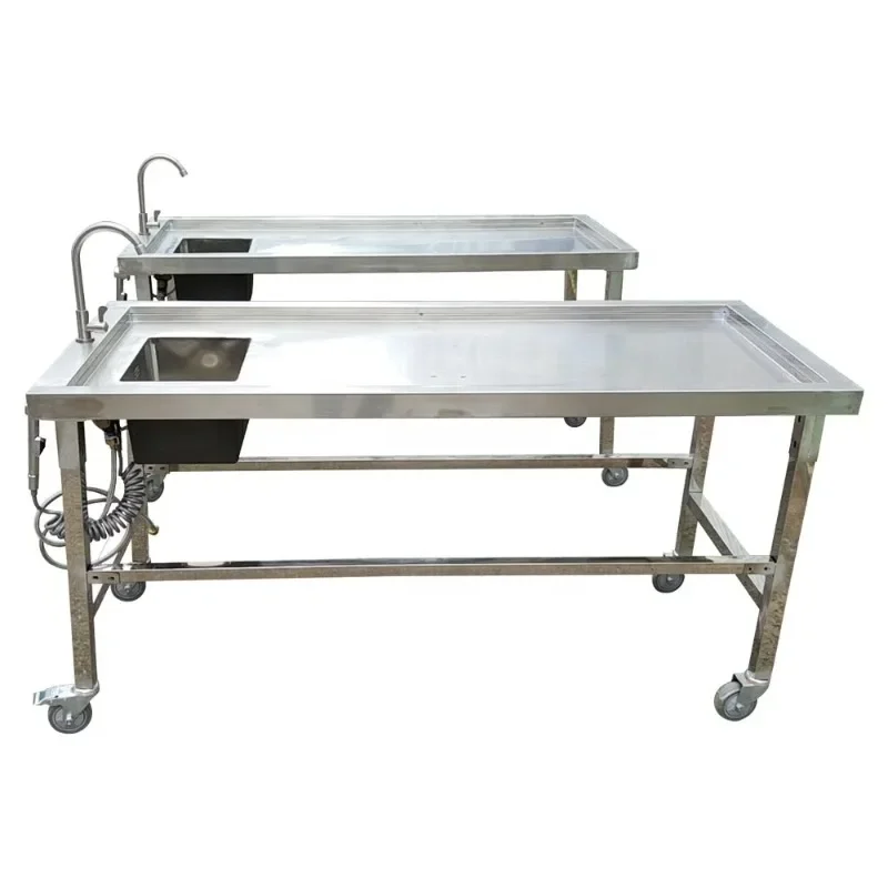 

High Quality SUS304 Morgue Equipment Cadaver Washing Table With Casters