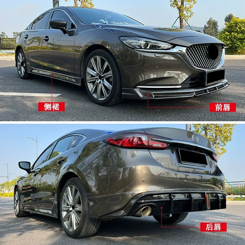 Front Rear Lip With Light Side Skirts For Mazda Atenza 2020-2023, Modified Body Kit Surround Car Accessories