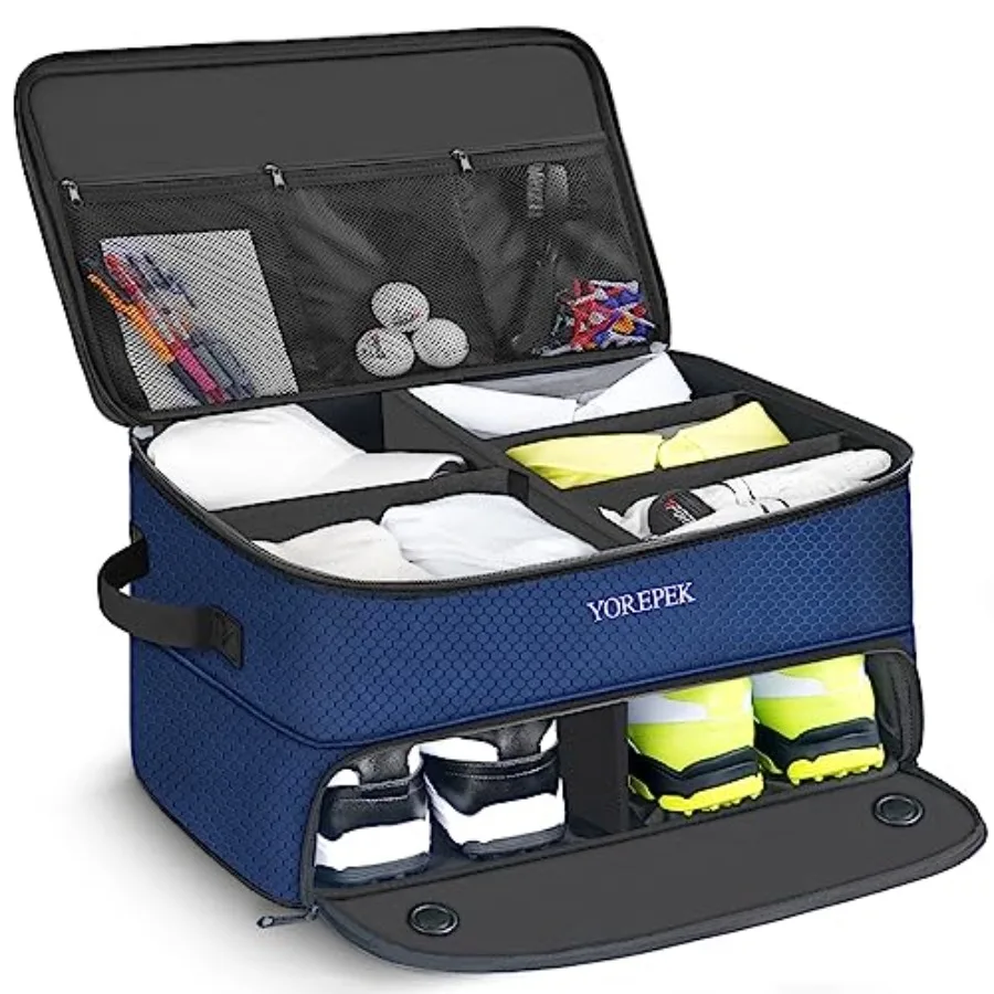 

2 Layer Golf Trunk Organizer Golf Gifts for Men with Separate Ventilated Compartment for 2 Pair Shoes Waterproof Car Trunk Lock