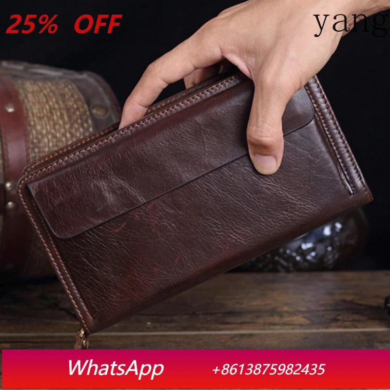 

Luxury Genuine Leather Men Clutch Wallet Male Purse Long Wallet Cowhide Leather Money Clips Bag Large Capacity Money Holder