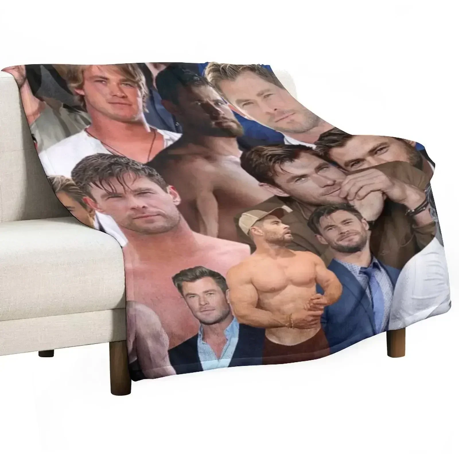 

chris hemsworth photo collage Throw Blanket Flannel Fleece Soft Warm Throw Blanket