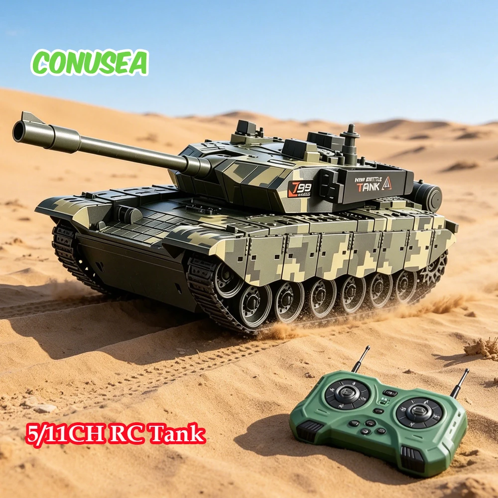 Rc Tank 5/11CH Remote Control Tanks 99 Type Shootting Games Crawler Battle Toy Car Model Electronic Toys for Boys Children Gifts