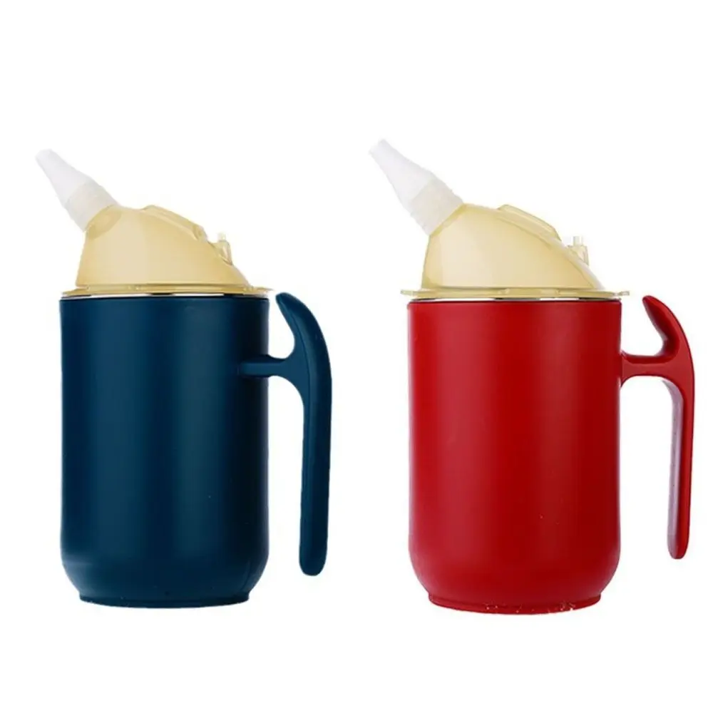 Spill Proof Adult Sippy Cups 400ml Insulated Elderly Drinking Cups Anti Choking Stainless Steel Feeding Cup for Patients