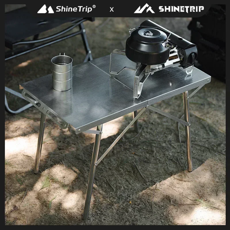 

ShineTrip Outdoor Camping Folding Table Stainless Steel Barbecue Heat-Resistant Table Portable Picnic Table Camping Leisure