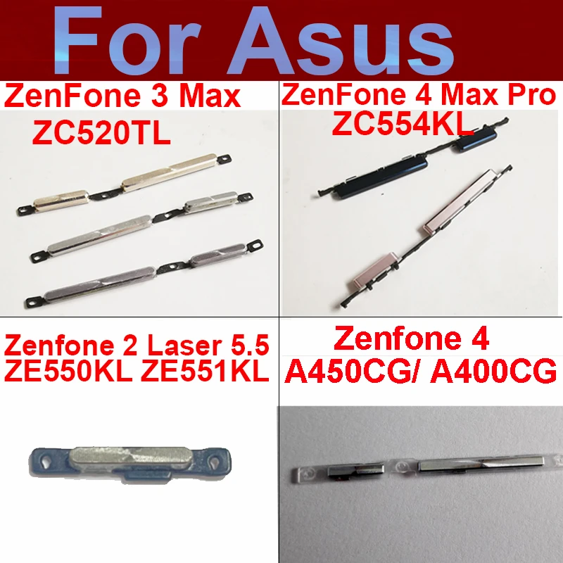 Pulsanti del volume di accensione per Asus Zenfone 4 2 Laser 5.5/3 Max/4 Max Pro/ 4 A400CG ON OFF Pulsanti laterali del volume di alimentazione