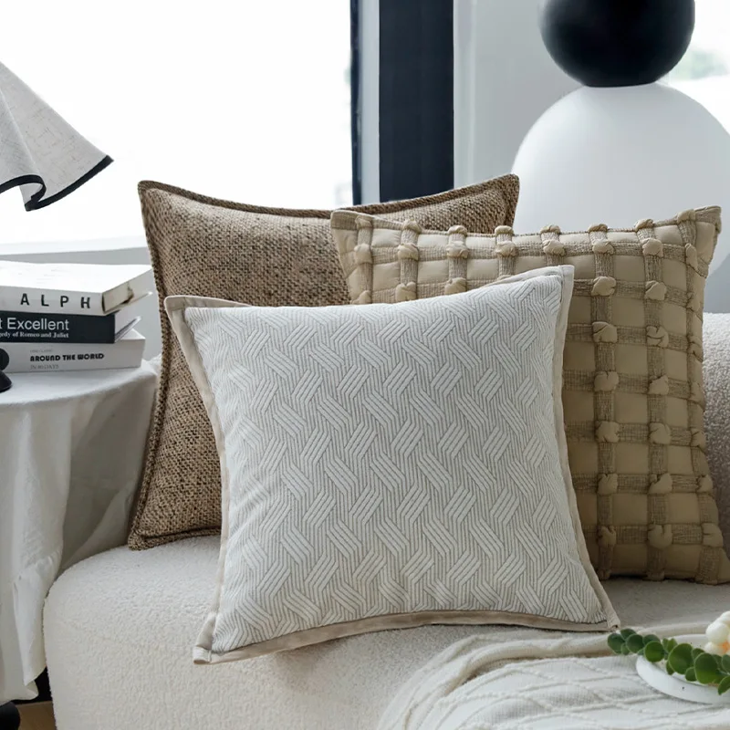 Cream Wind Light Luxury Senior Feeling Pillowcase Living Room Sofa Bedroom Window Cushions Cover Backrests