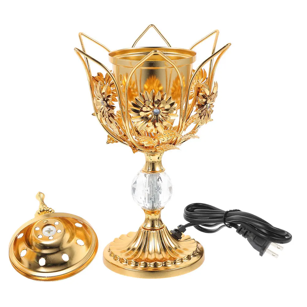 

Plug-in Electric Iron Incense Burner Arabian Style Metal Aroma Burner Home Censer Decorative Incense Stove Us Plug
