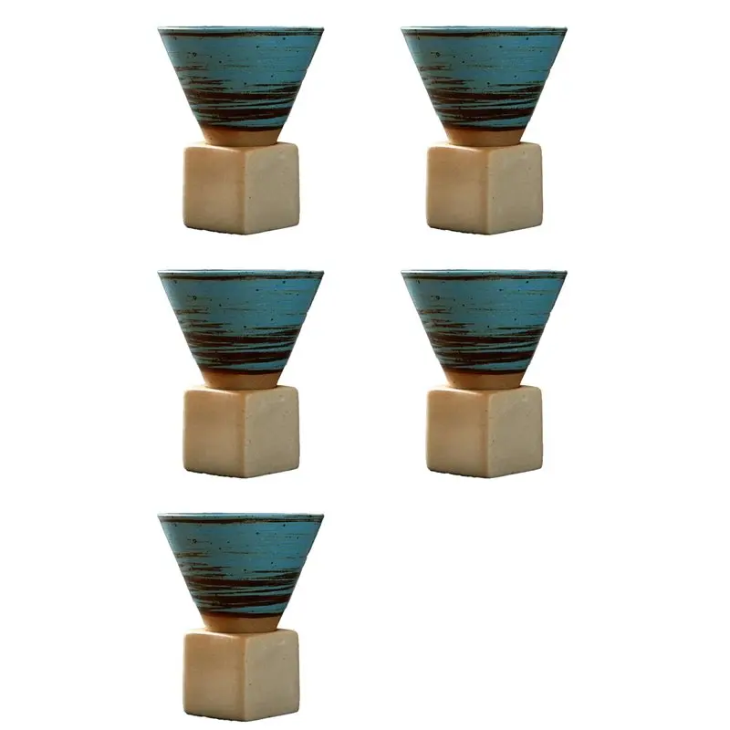 

5 японских кофейных чашек в стиле ретро — чашка для чая из грубой керамики, фарфоровая кружка Latte Art, подходит для дома и офиса B