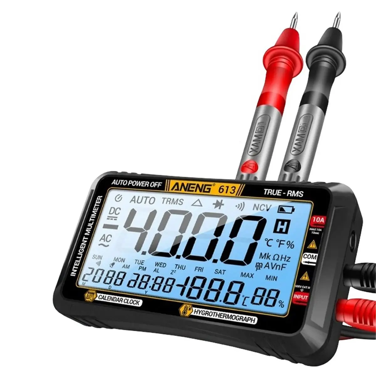 【Smart Accessories】 613 Smart Multimeters DC/AC Voltage Capacitors Tester 4000 Counts 10A Current 600V Voltmeter Test Alarms Clo