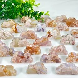 1pc Natural Crystal Cherry Flower Agate Beautiful Mini Clouds Carving, Energy Gemstone Handmade Crafts Cherry Blossom Agate Smal