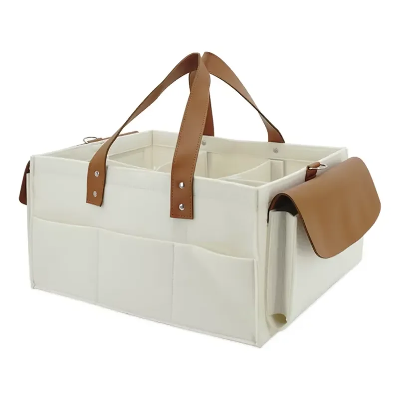 New Design Felt Baby Diaper Bag Large Capacity Portable Fashion Storage Basket Suitable for Mothers