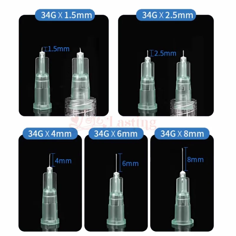 Hot Sale 34G 1.5mm 2.5mm 4mm 8mm Hypodermic Needle Meso Disposable Painless Samll Needle For Facial Filler Tool Tattoo 50pcs/lot