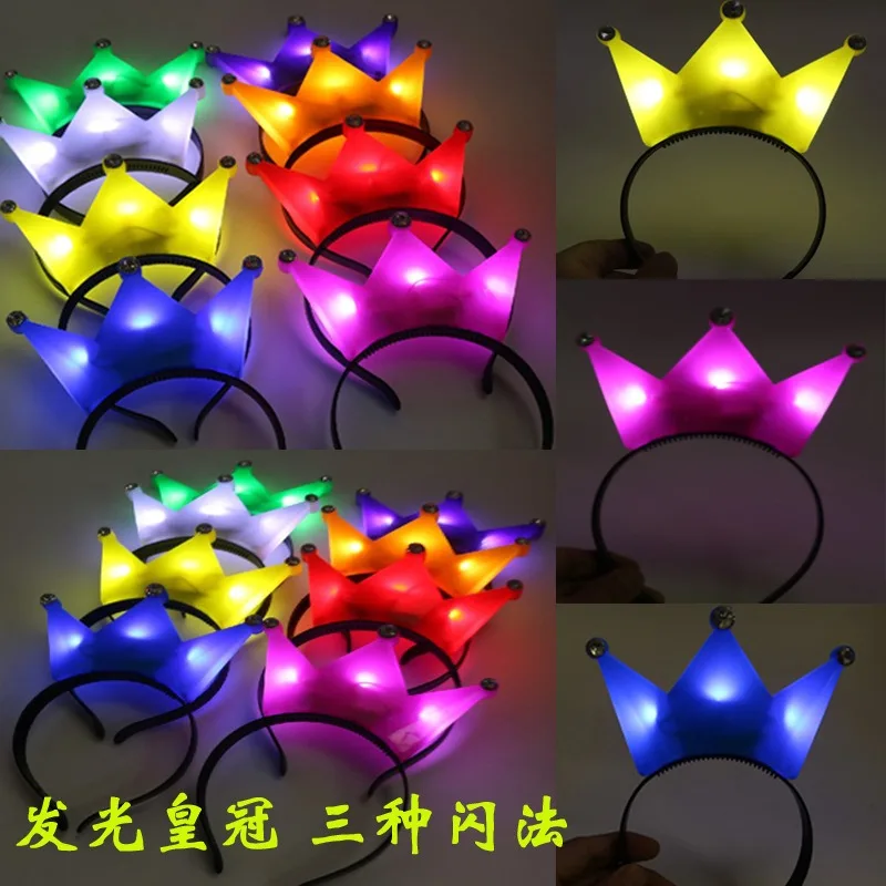 LED Crown Headband Light Up Crown Headbands Princess Crowns Hair Hoop Tiaras Flashing Hairband Wedding Party Supplies