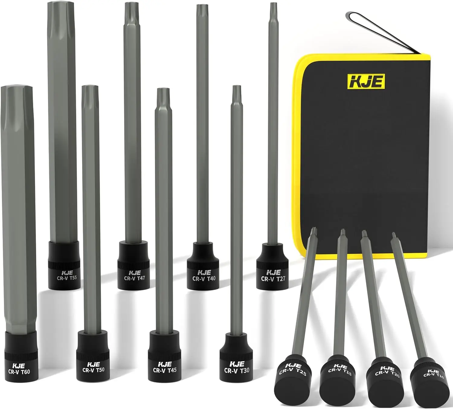 

12 PCS 3/8' Drive Extra Long Torx Bit Socket Set T10-T60, Deep Star, CR-V S2 Steel, for Auto & Industrial Use