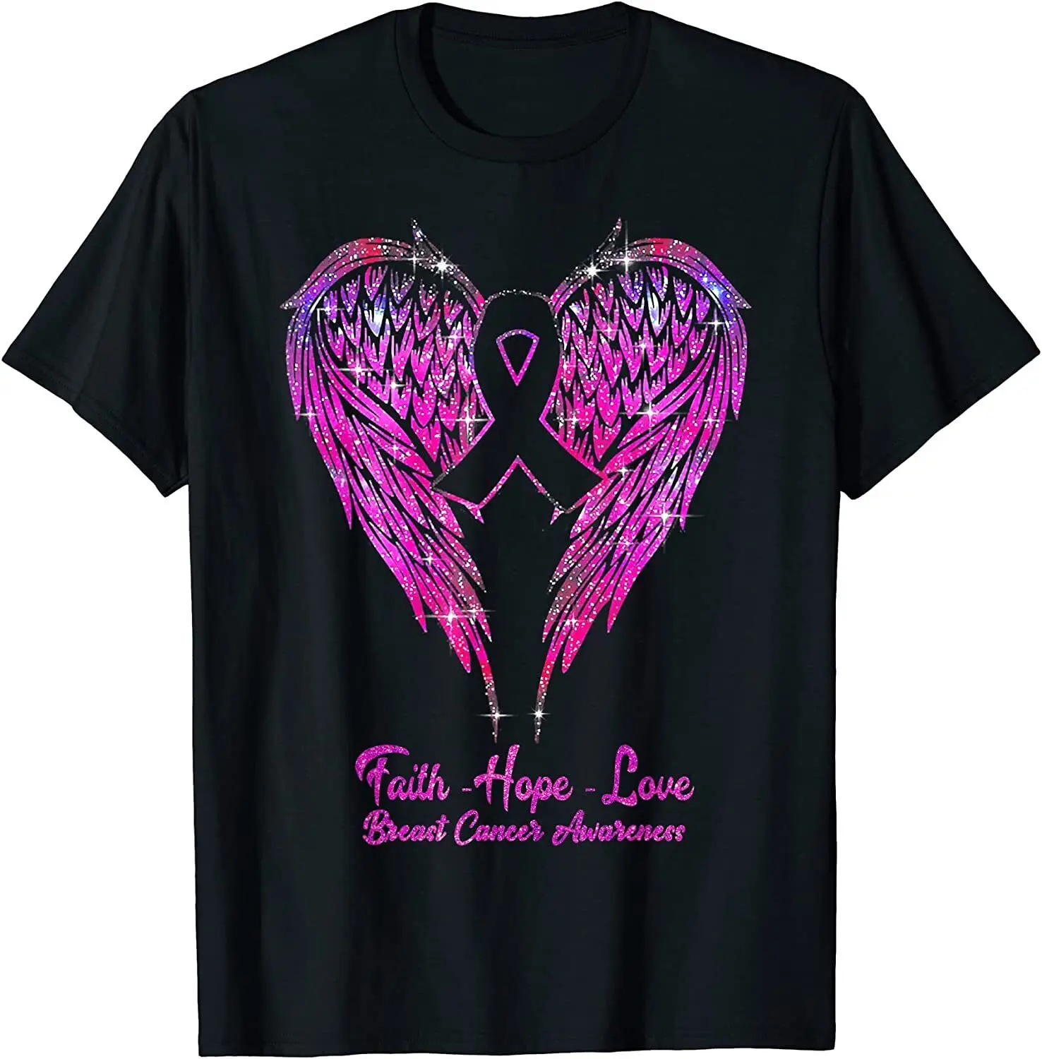 

NEW LIMITED Faith Hope Love Wings T-Shirt Breast Cancer Awareness Pink T-Shirt