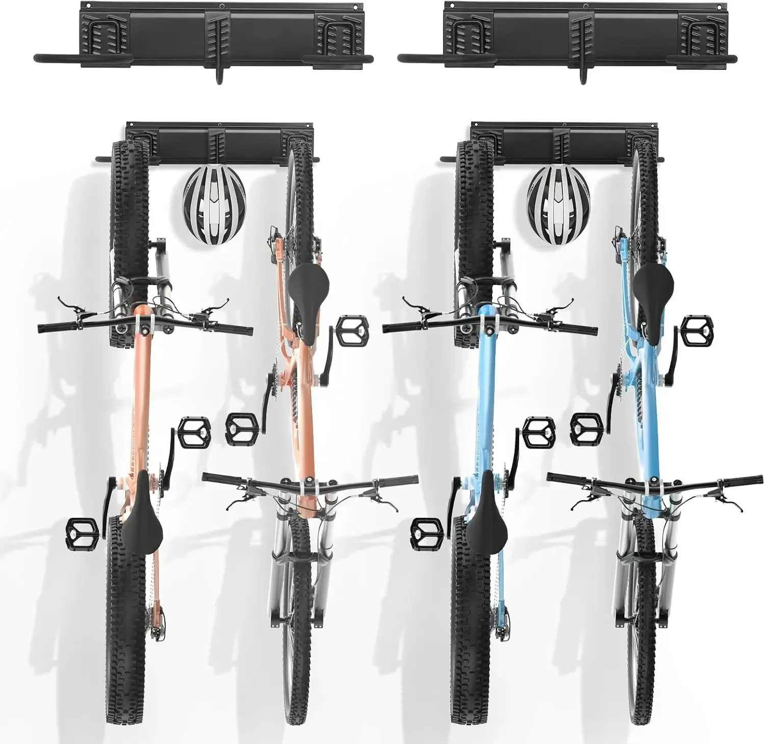 

Стеллаж для хранения велосипедов, 4 стойки для велосипедов и 2 крючка для шлемов, настенная вешалка для хранения велосипедов, органайзер для дома и гаража
