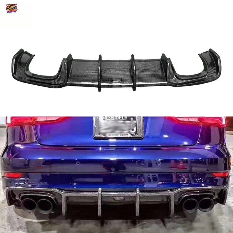 

Подходит для Audi S3 A3 2017-2020, модификация заднего бампера из карбона, диффузор заднего бампера, комплект для тюнинга кузова.