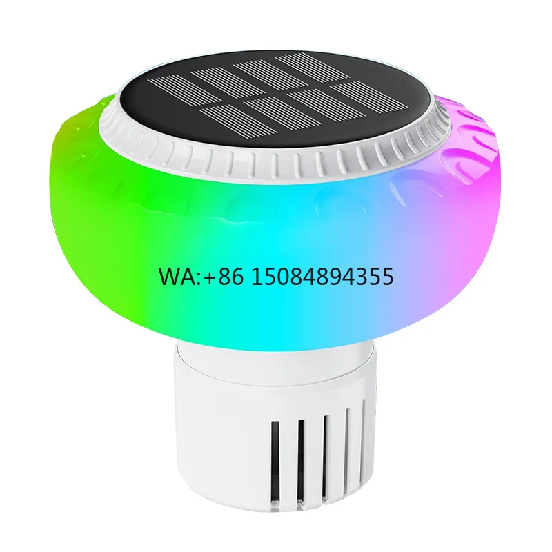 AuSilver IP68 Waterproof LED Solar Panel ABS Floating Chlorine Dispenser Color-Changing Feature for Outdoor Use Pool Lights