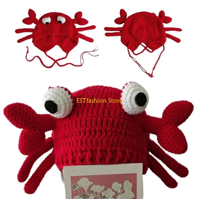 Y5GC مضحك السلطعون ومخلب قبعة المرأة الخريف والشتاء محبوك الملونة الشتاء قبعات منسوجة كول صور الدعامة Y2K-GIRL