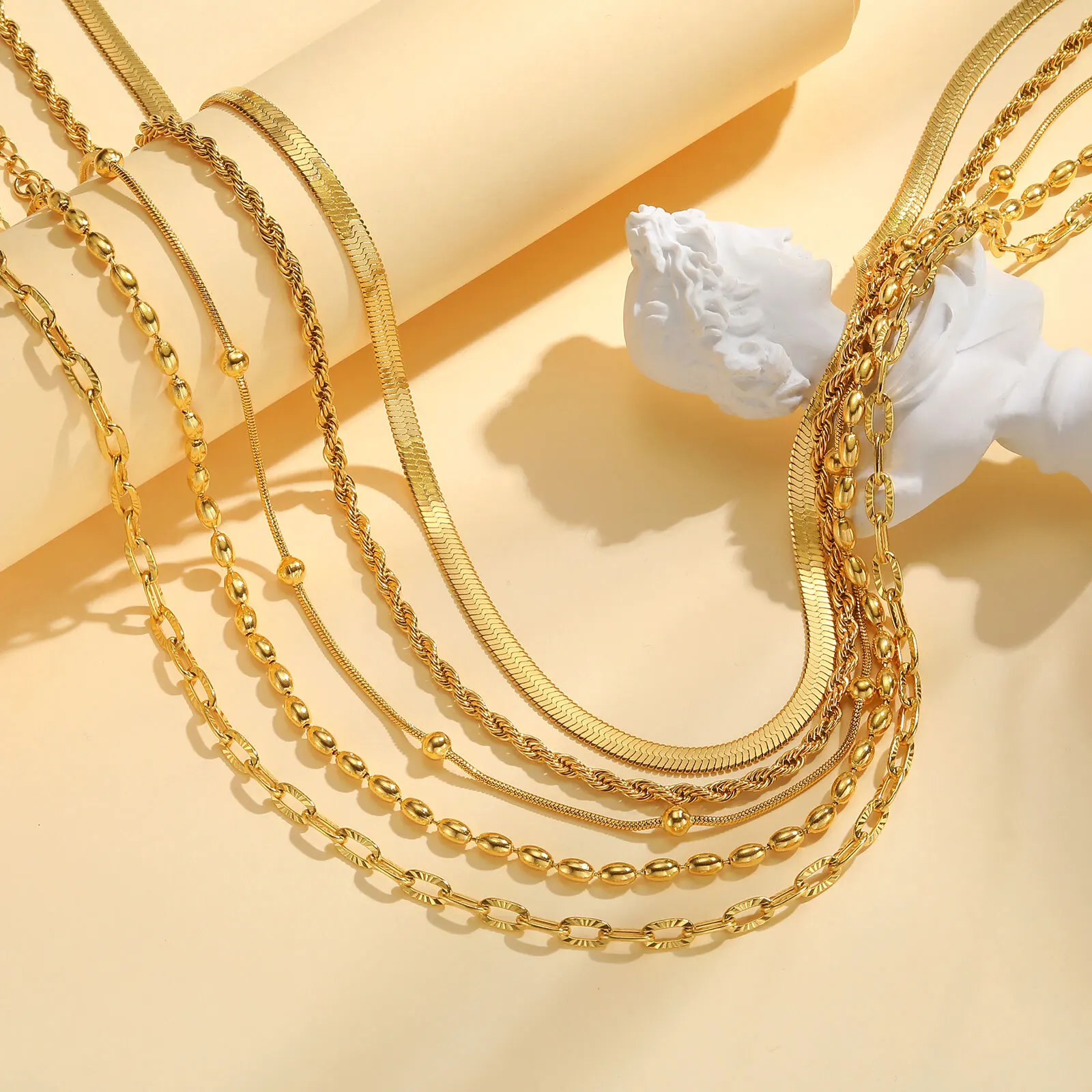 

Simple Chain Necklace Women, 18K Gold Color Stainless Steel Party Daily Jewelry