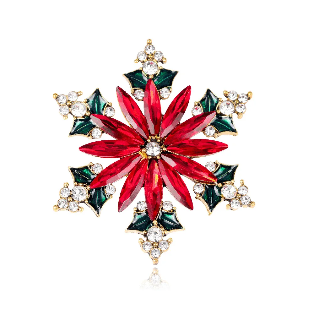 Christmas Rhinestone Snowflake Brooches for Women Unisex Beautiful Pins Multi-color Available Casual Party Accessories Gifts