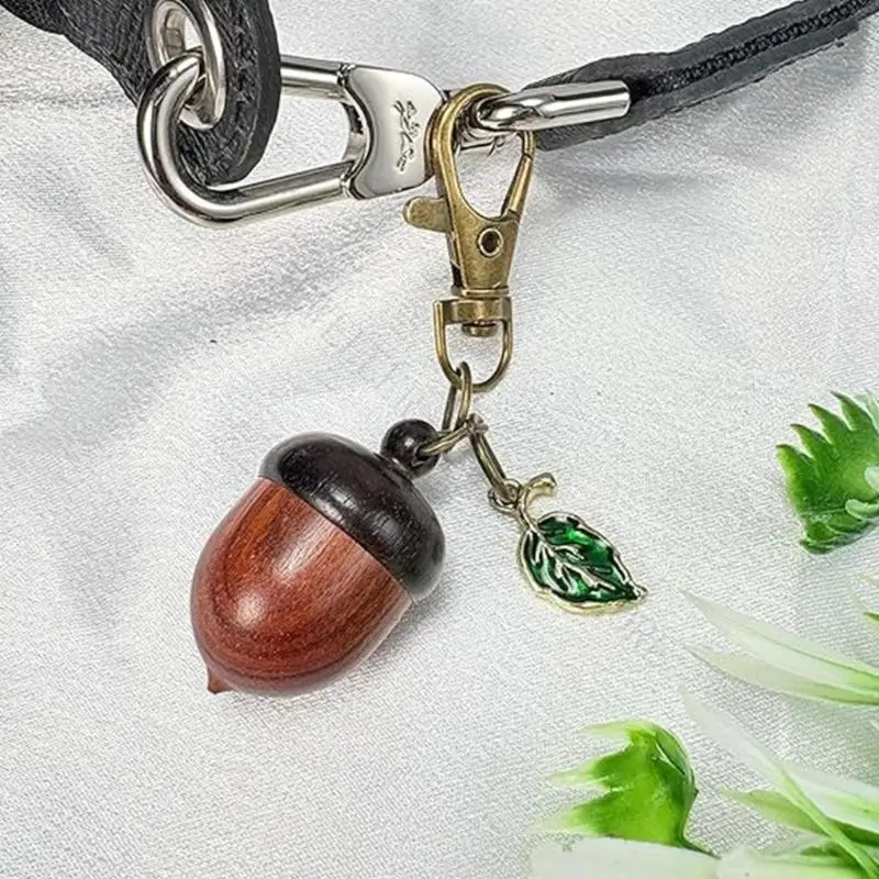 R7UF Bag Charm Acorn Keychain with Twist Open Pendant, Look Finish, Detail and Lobster Clasp Hardware, Decorative Keyring for