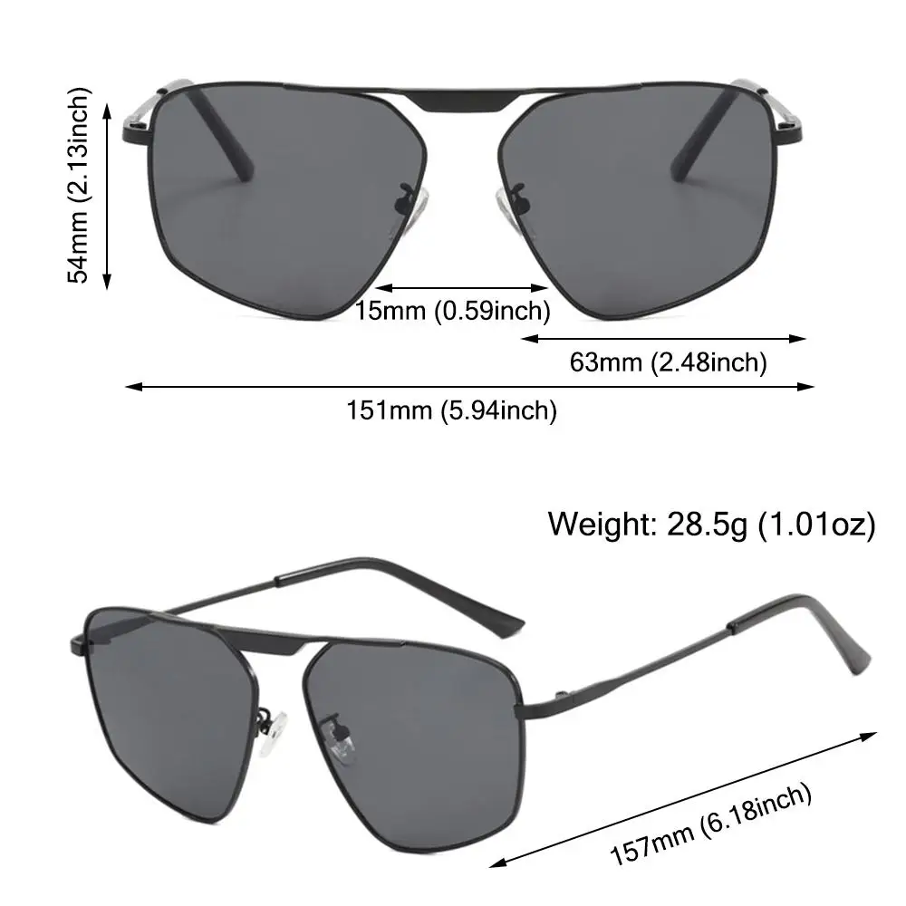 Onregelmatige veelhoekige metalen zonnebril Groot frame Single-Beam Dameszonnebril UV-bescherming Straatschieten